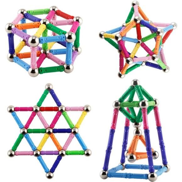 130 Piece -Magnetic Building Sticks Building Blocks Set, Magnet Educational Toys - Picture 3 of 7